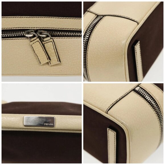 PRADA Hand Bag Canvas Silver Brown - Picture 9 of 15